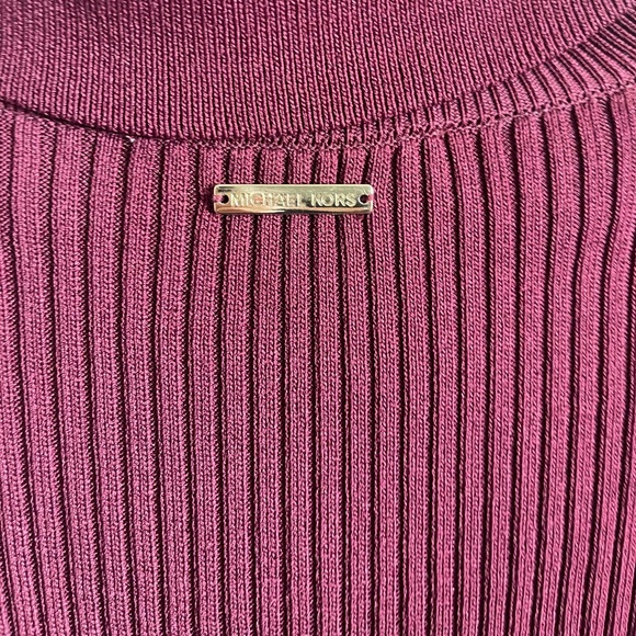 MICHAEL KORS - Turtleneck Ribbed Knee-Length Dress - BURGUNDY - Picture 8 of 9